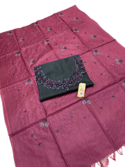 Tussar silk handwork embroidery suit SILK ZONE