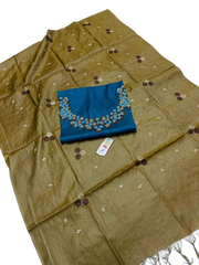 Tussar silk handwork embroidery suit SILK ZONE