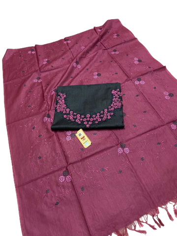 Tussar silk handwork embroidery suit SILK ZONE