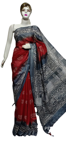 Cotton linen batik print saree Husain