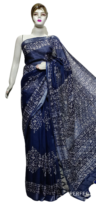 Cotton linen batik print saree Husain