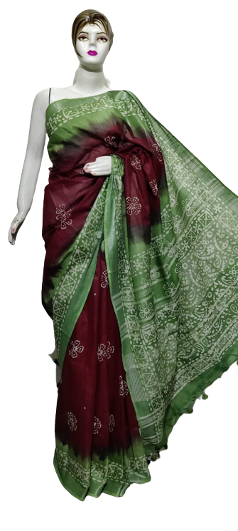 Cotton linen batik print saree Husain