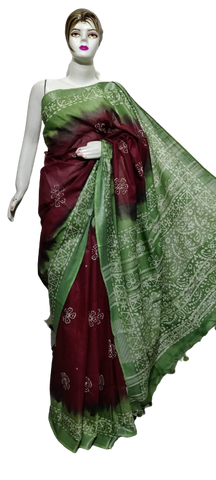 Cotton linen batik print saree Husain