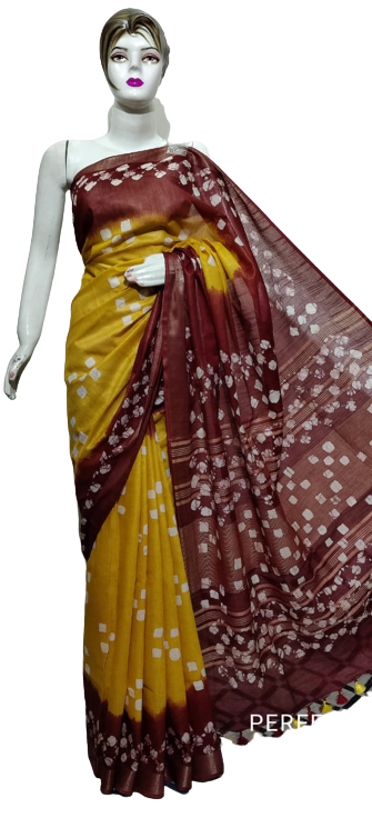 Cotton linen batik print saree Husain