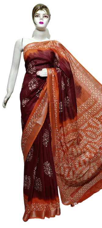 Cotton linen batik print saree Husain
