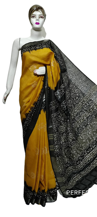 Cotton linen batik print saree Husain