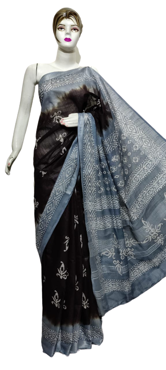 Cotton linen batik print saree Husain