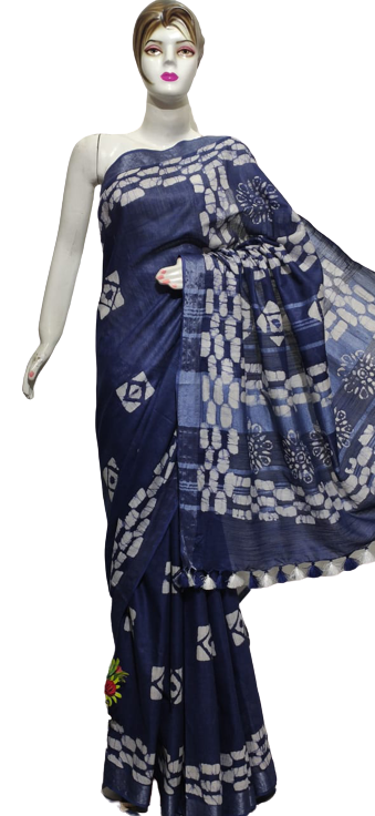 Cotton linen batik print saree Husain
