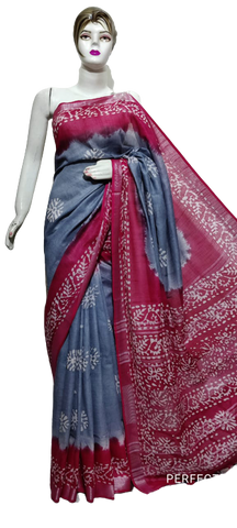 Cotton linen batik print saree Husain
