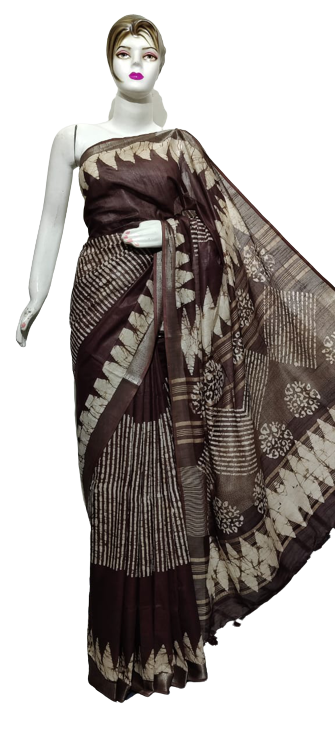 Cotton linen batik print saree Husain