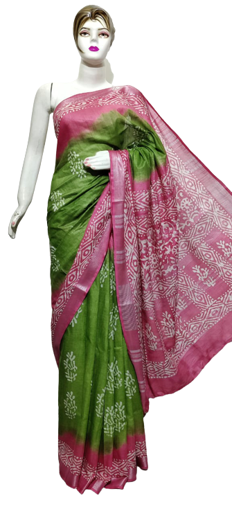 Cotton linen batik print saree SILK ZONE