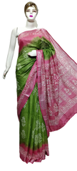 Cotton linen batik print saree SILK ZONE