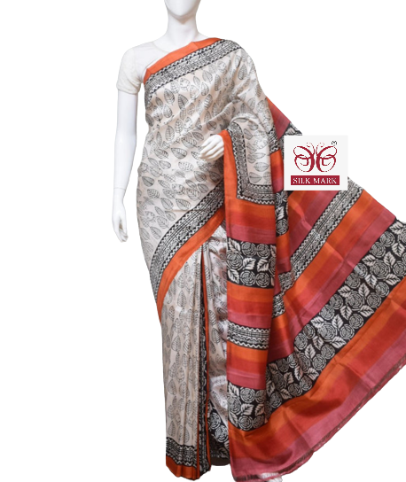 Pure Tussar Silk print saree