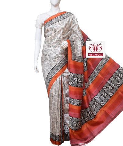 Pure Tussar Silk print saree