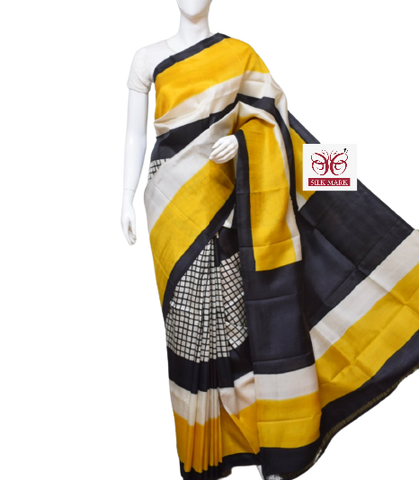 Pure Tussar Silk print saree