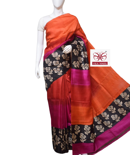 Pure Tussar Silk print saree