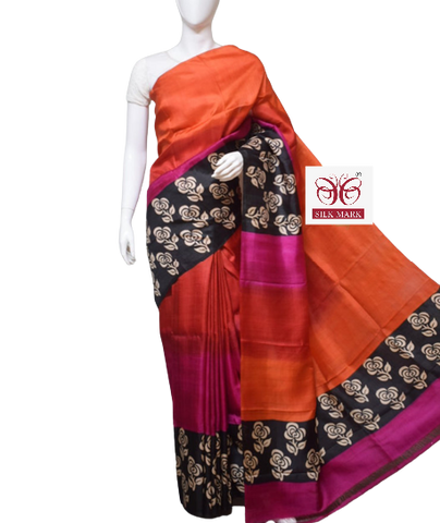 Pure Tussar Silk print saree