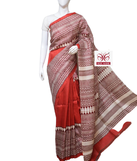 Pure Tussar Silk print saree