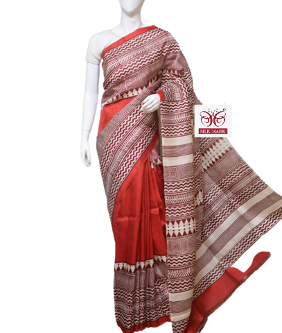 Pure Tussar Silk print saree