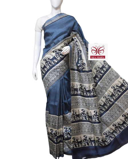 Pure Tussar Silk print saree