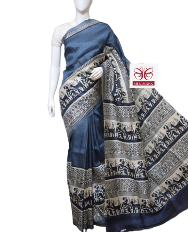 Pure Tussar Silk print saree