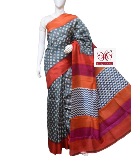 Pure Tussar Silk print saree