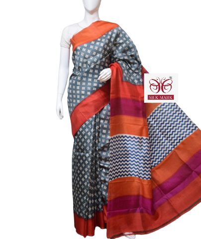 Pure Tussar Silk print saree