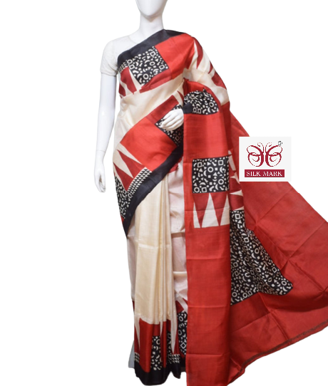 Pure Tussar Silk print saree