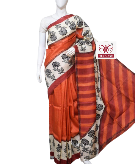 Pure Tussar Silk print saree