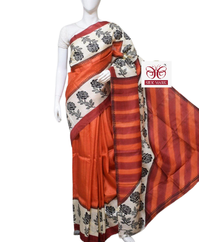 Pure Tussar Silk print saree