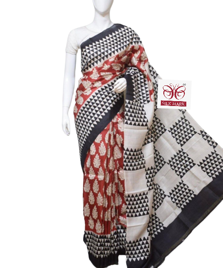 Pure Tussar Silk print saree