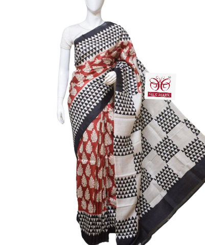 Pure Tussar Silk print saree