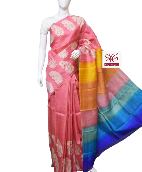 Pure Tussar Silk print saree