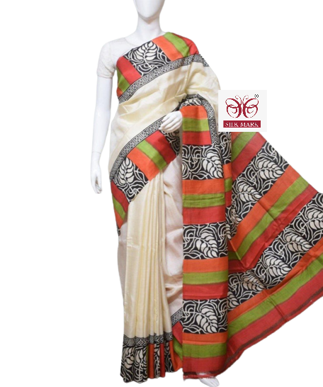 Pure Tussar Silk print saree