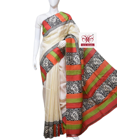 Pure Tussar Silk print saree