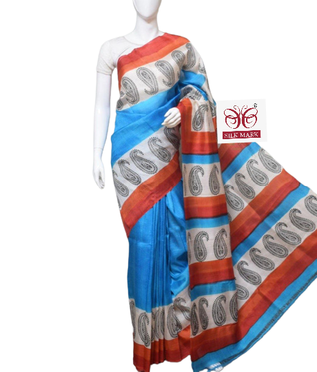 Pure Tussar Silk print saree