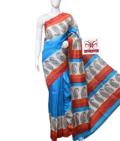 Pure Tussar Silk print saree