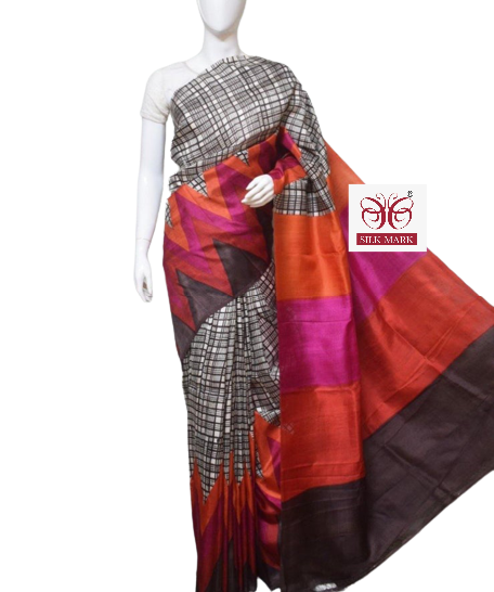 Pure Tussar Silk print saree