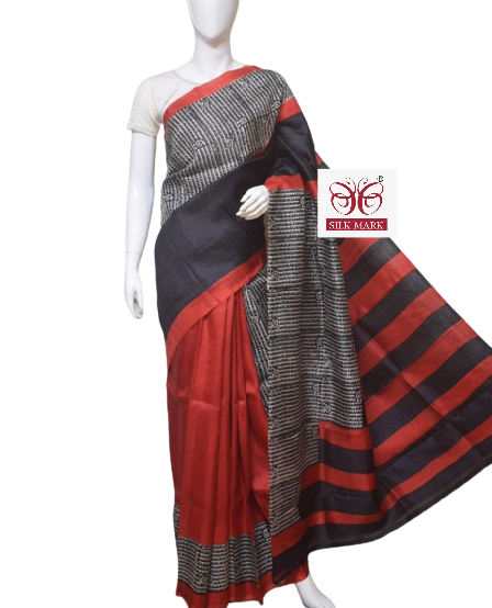 Pure Tussar Silk print saree