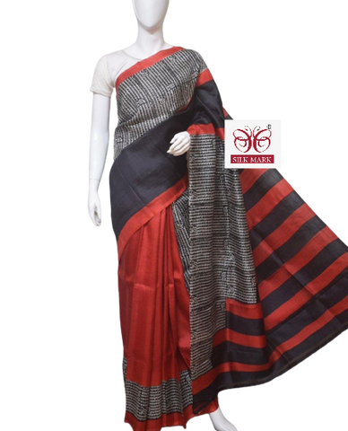 Pure Tussar Silk print saree