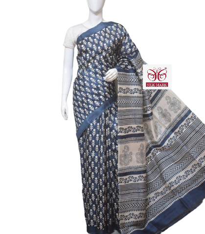 Pure Tussar Silk print saree