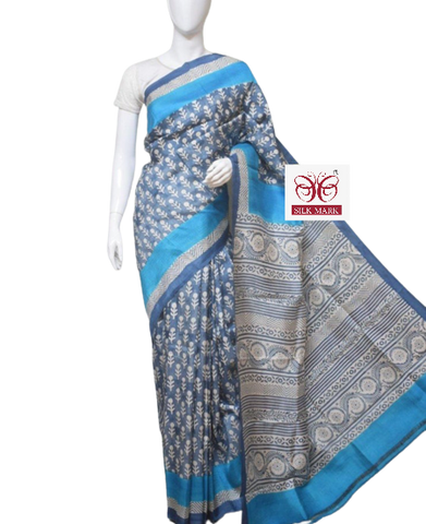 Pure Tussar Silk print saree