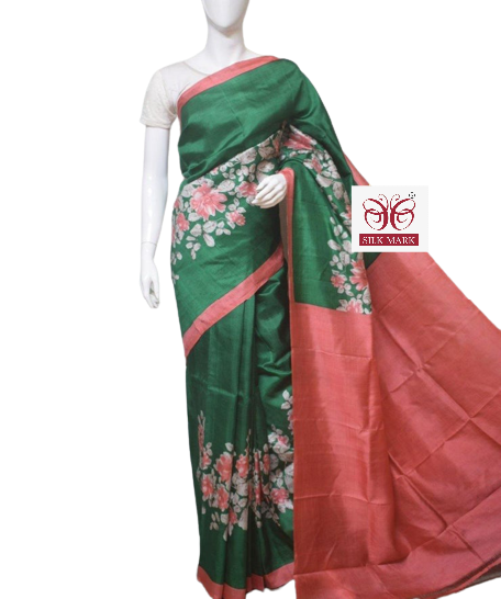 Pure Tussar Silk print saree