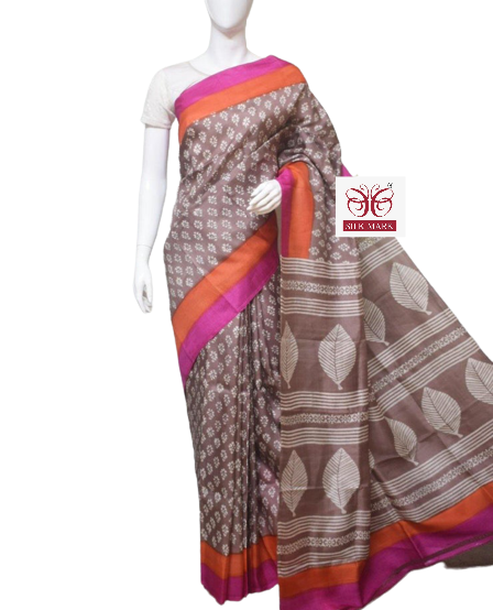 Pure Tussar Silk print saree