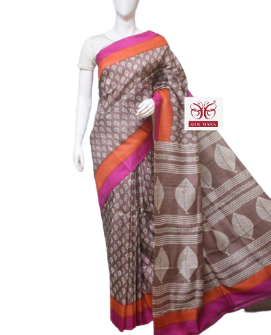 Pure Tussar Silk print saree