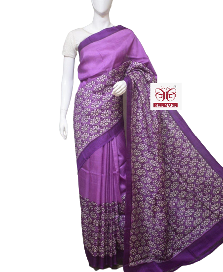 Pure Tussar Silk print saree