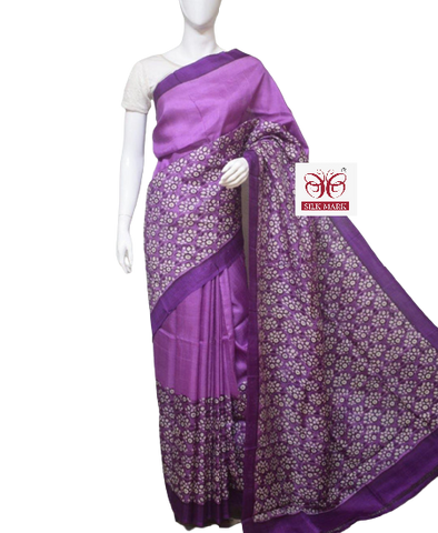 Pure Tussar Silk print saree