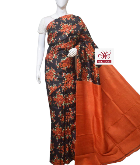 Pure Tussar Silk print saree