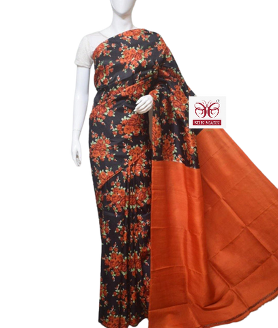 Pure Tussar Silk print saree