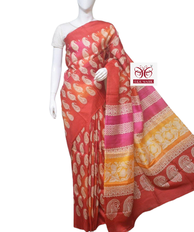 Pure Tussar Silk print saree